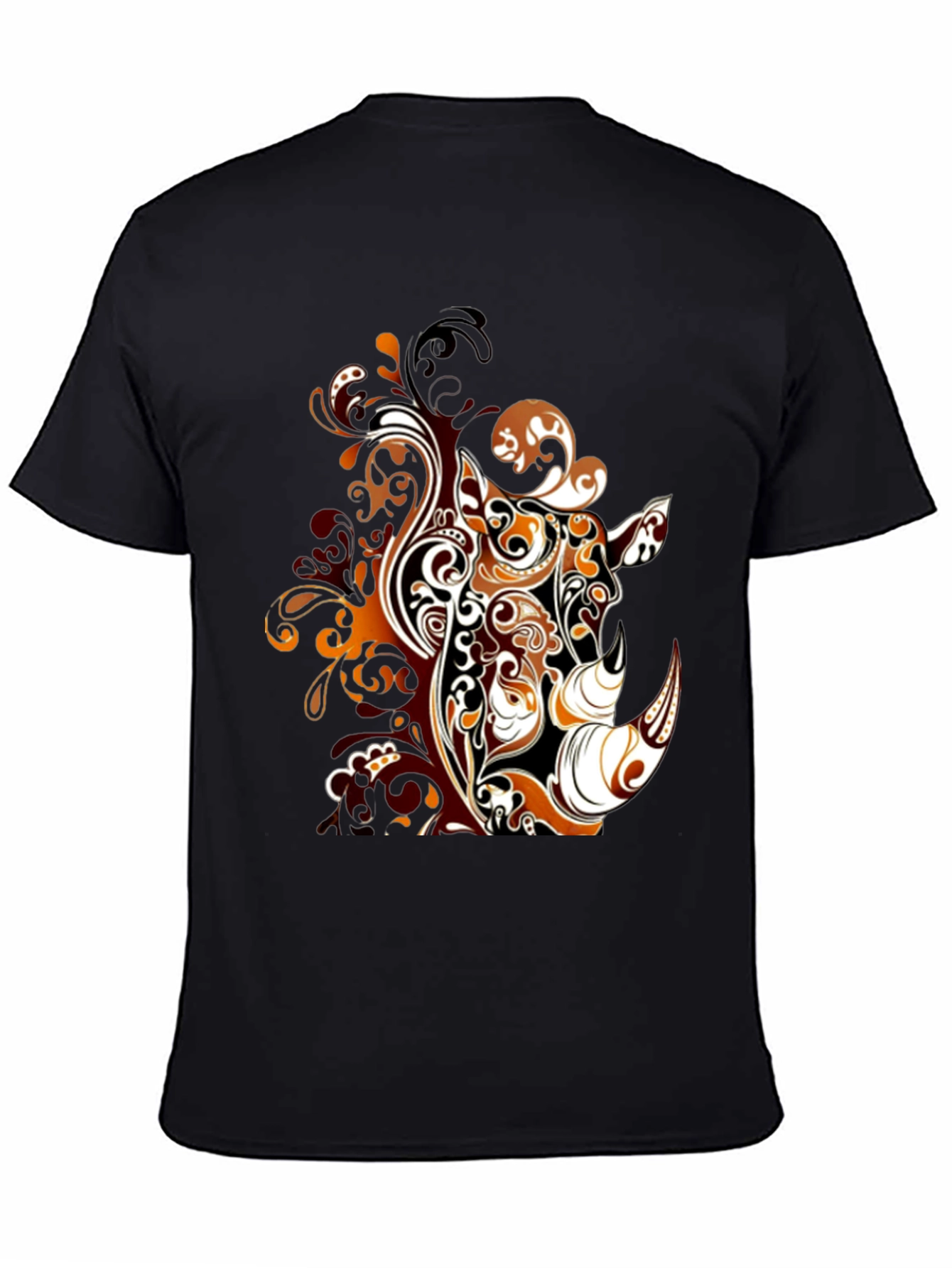 Abstract Rhino Graphic Tee - Stylish Mens Black T-Shirt