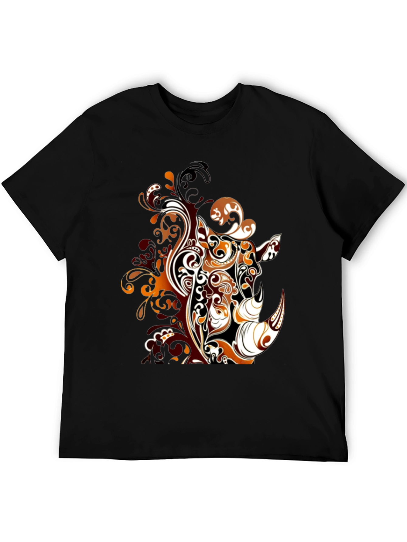 Abstract Rhino Graphic Tee - Stylish Mens Black T-Shirt