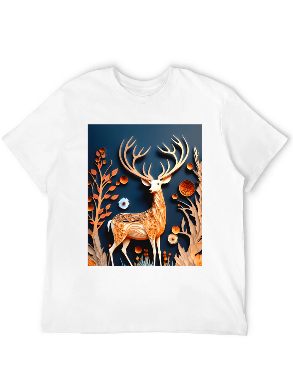 Stylish Deer Graphic Black T-Shirt