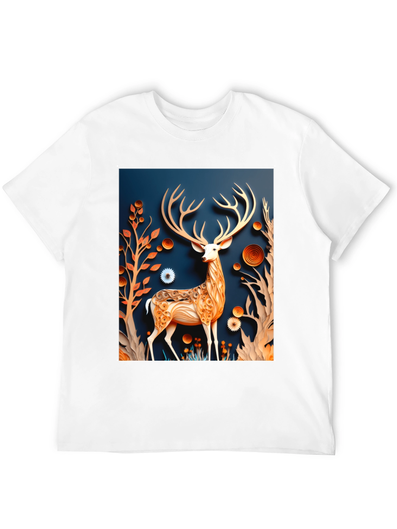 Stylish Deer Graphic Black T-Shirt