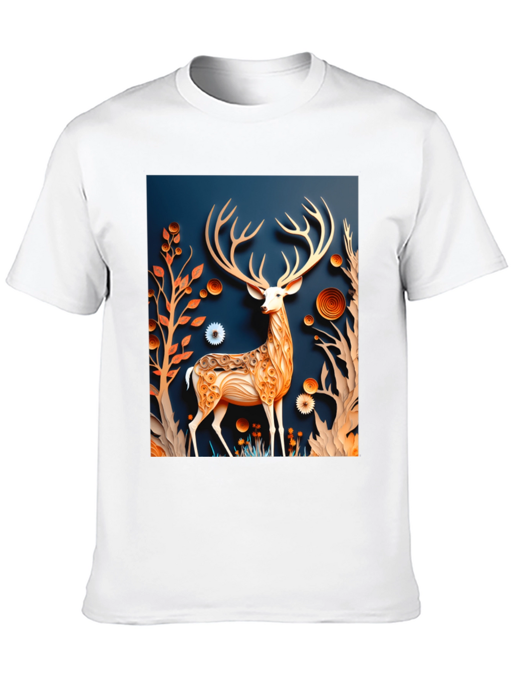 Stylish Deer Graphic Black T-Shirt