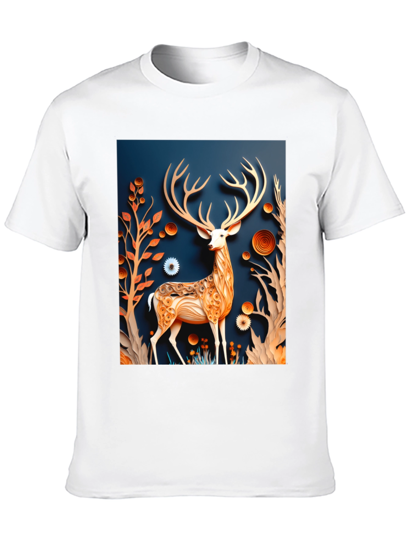 Stylish Deer Graphic Black T-Shirt