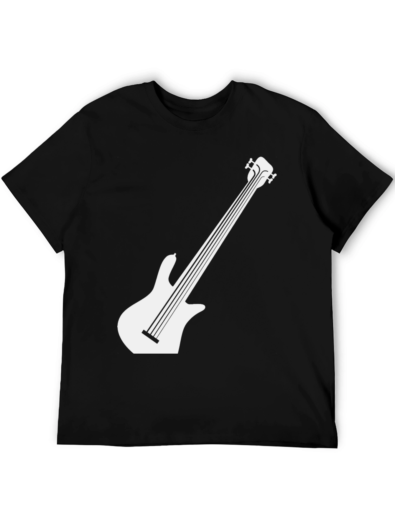 Cool Black Bass Guitar Graphic Tee - Mens