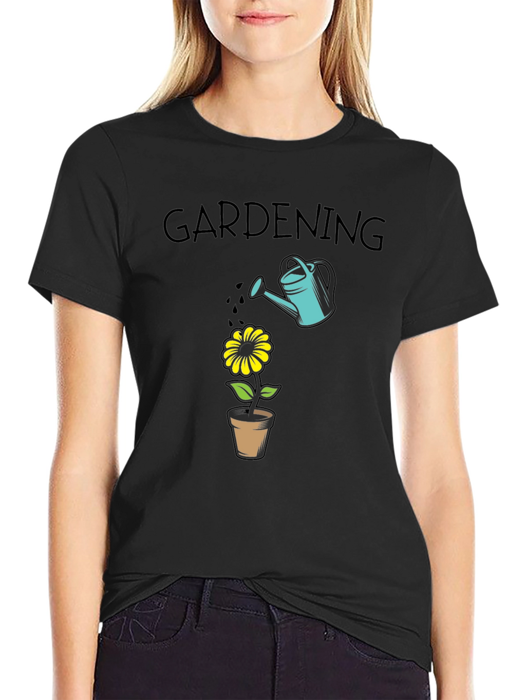 Gardening T-Shirt - Water Can & Flower Design