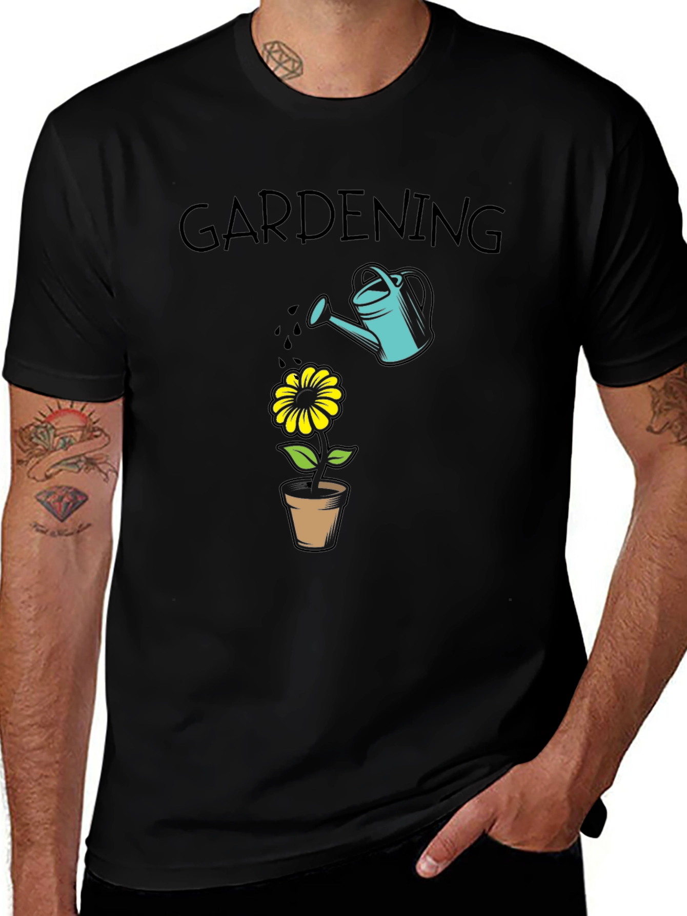 Gardening T-Shirt - Water Can & Flower Design