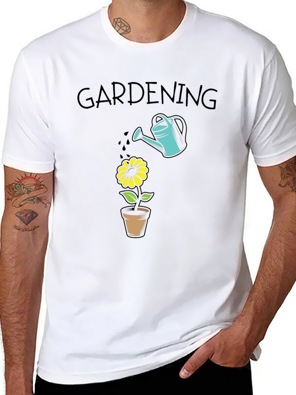 Gardening T-Shirt - Water Can & Flower Design