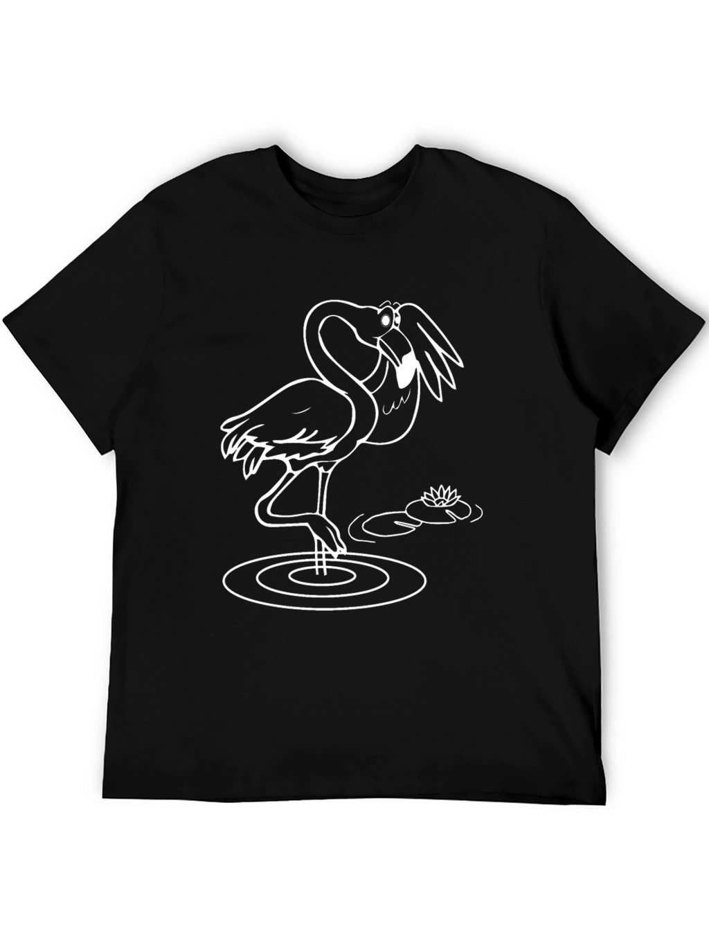 Black T-Shirt with Flamingo Graphic