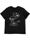 Black T-Shirt with Flamingo Graphic