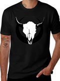 Skull & Circle Graphic Tee - Black Cotton T-Shirt