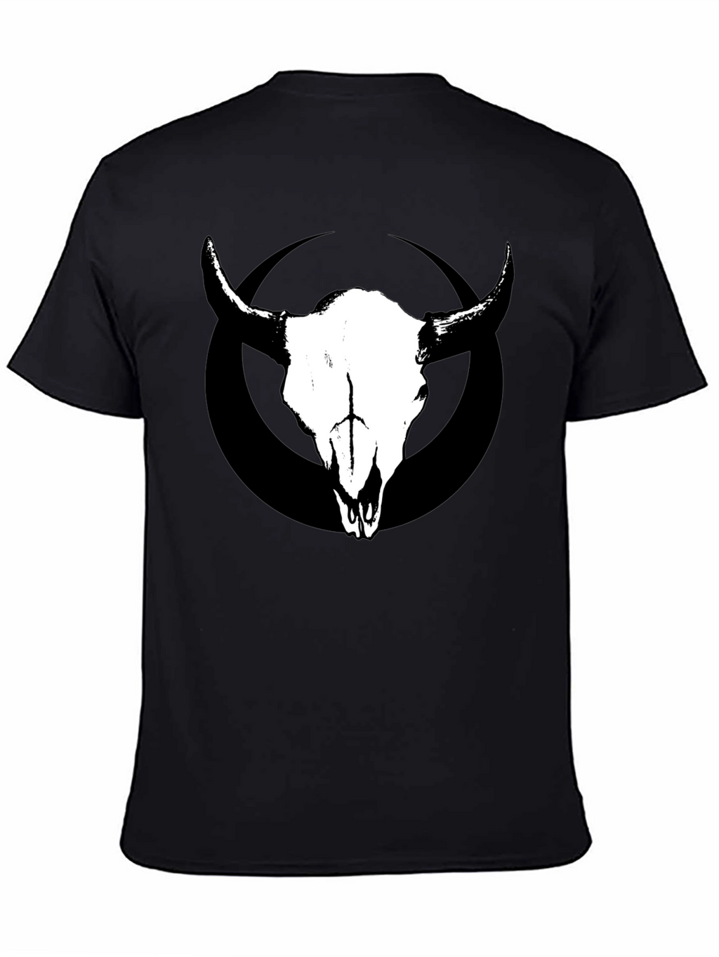 Skull & Circle Graphic Tee - Black Cotton T-Shirt