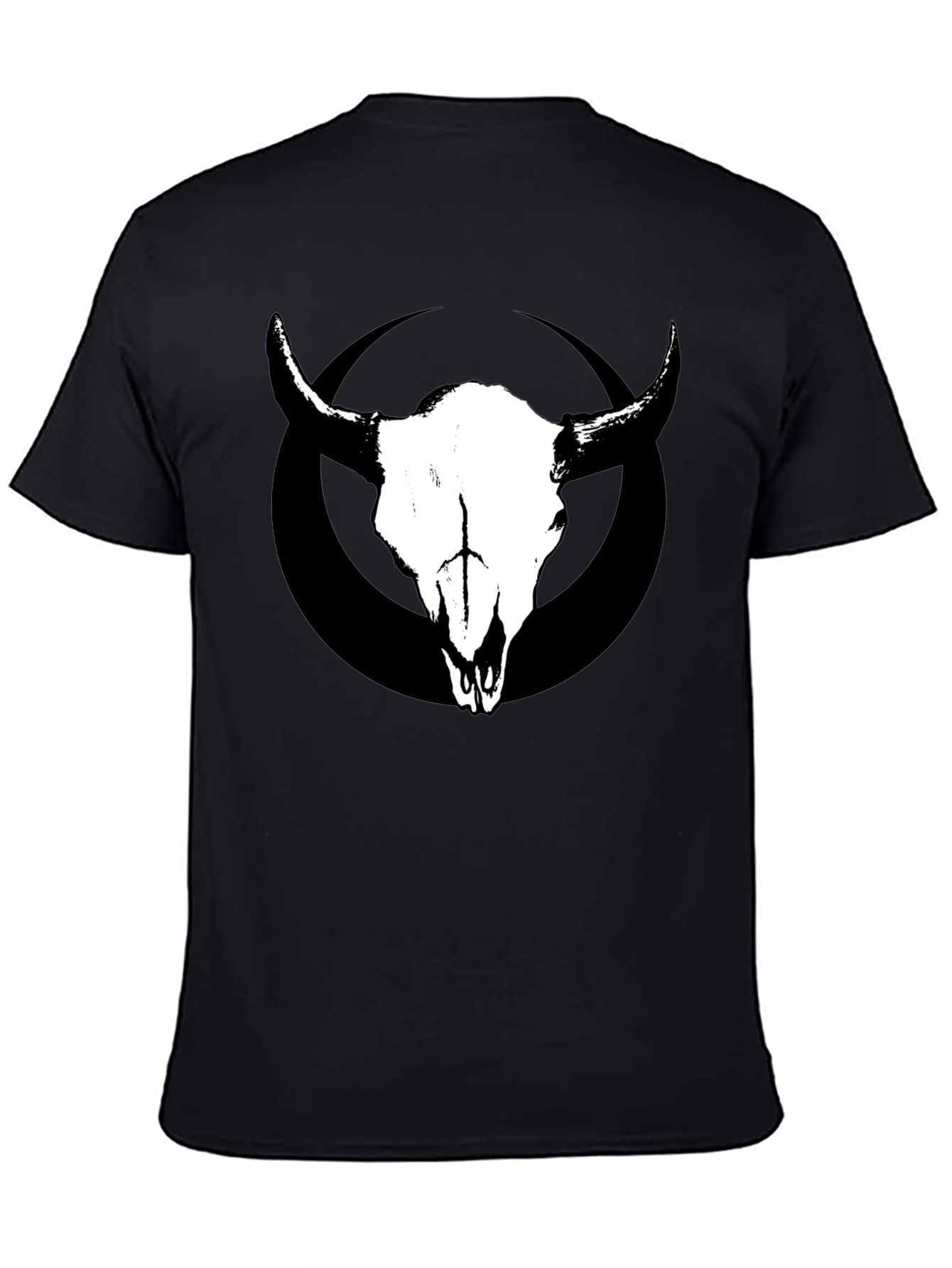 Skull & Circle Graphic Tee - Black Cotton T-Shirt