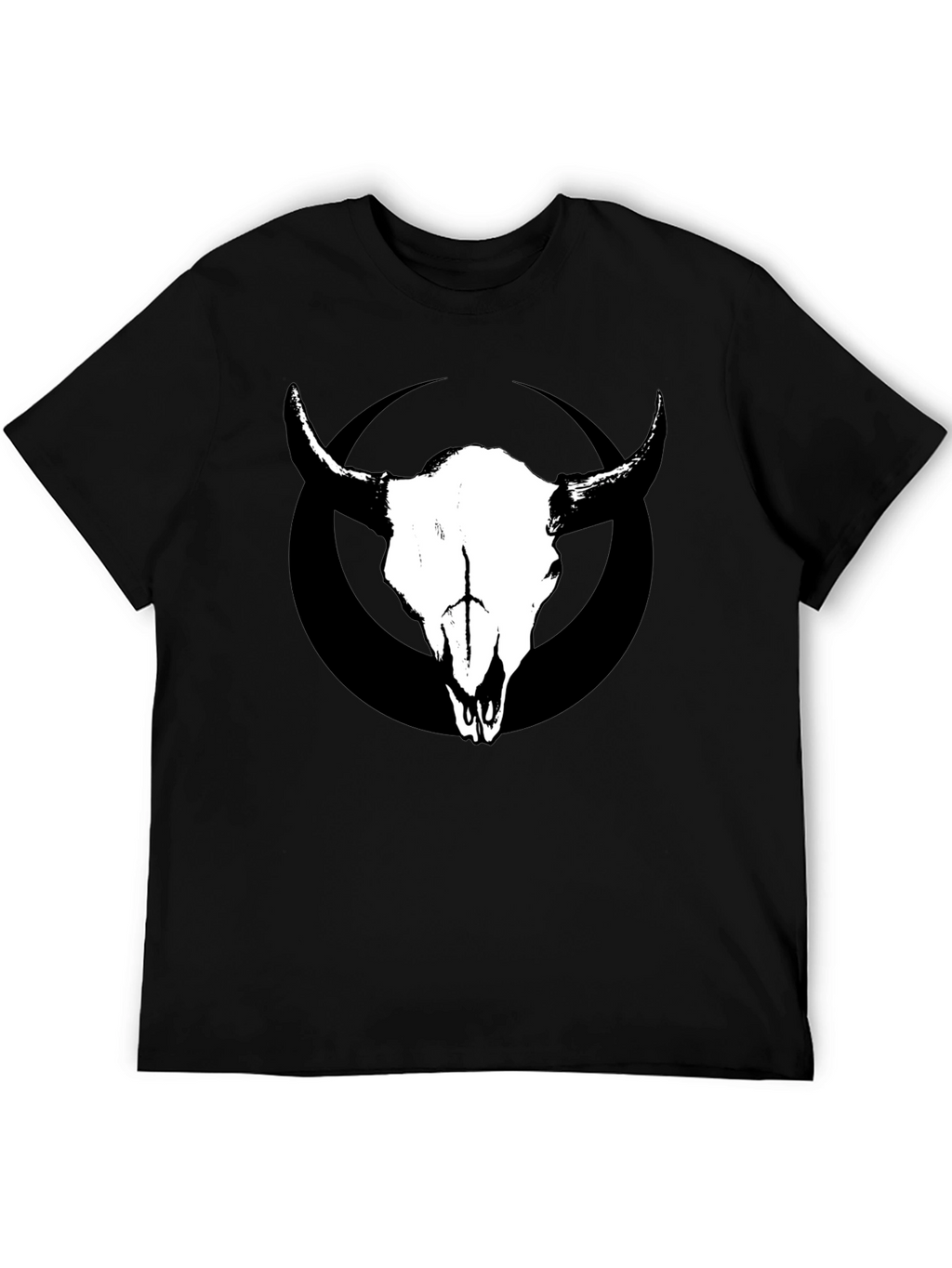 Skull & Circle Graphic Tee - Black Cotton T-Shirt