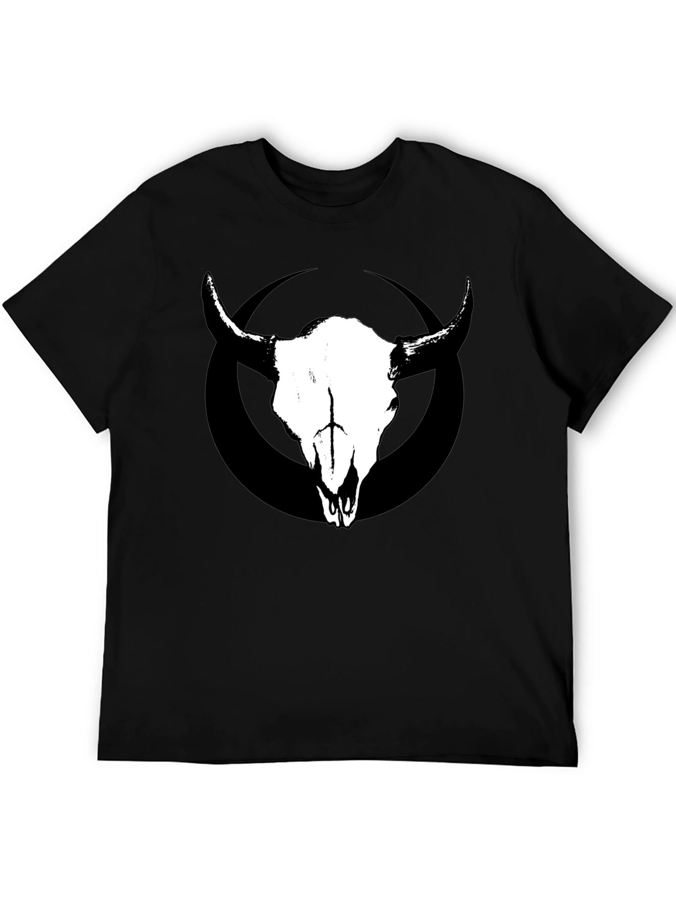 Skull & Circle Graphic Tee - Black Cotton T-Shirt