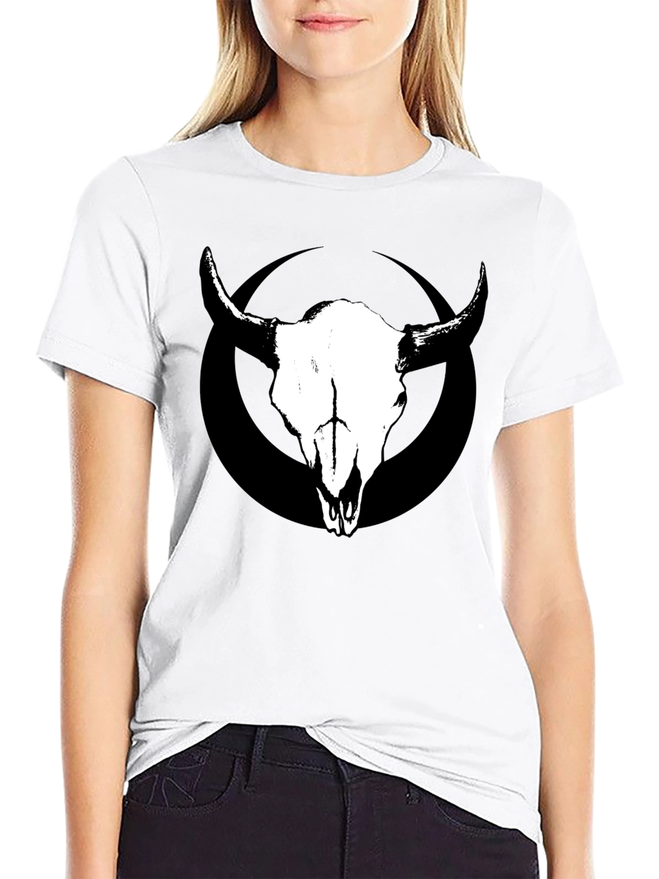 Skull & Circle Graphic Tee - Black Cotton T-Shirt
