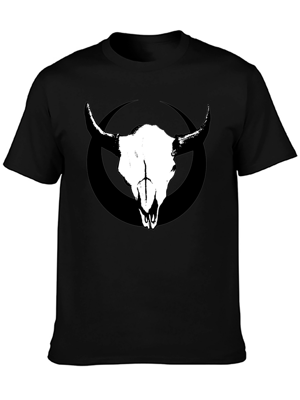 Skull & Circle Graphic Tee - Black Cotton T-Shirt