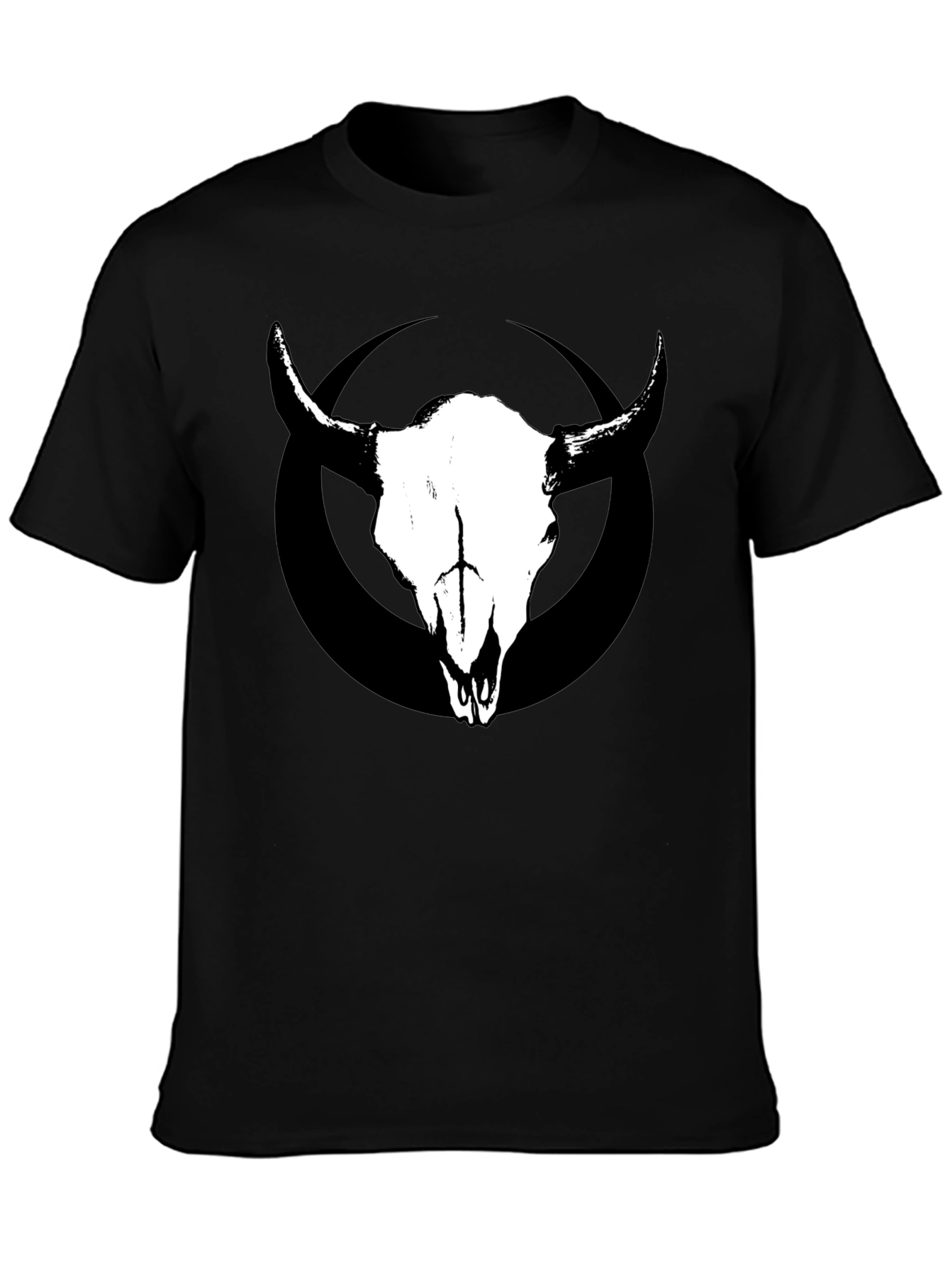 Skull & Circle Graphic Tee - Black Cotton T-Shirt