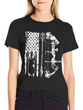 Hunting Bow Arrow Deer Black T-Shirt
