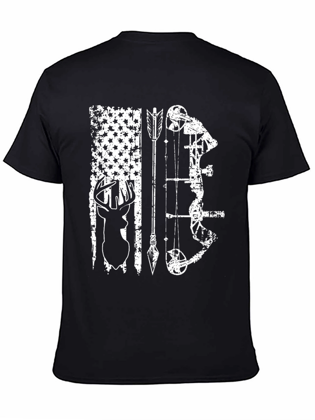 Hunting Bow Arrow Deer Black T-Shirt