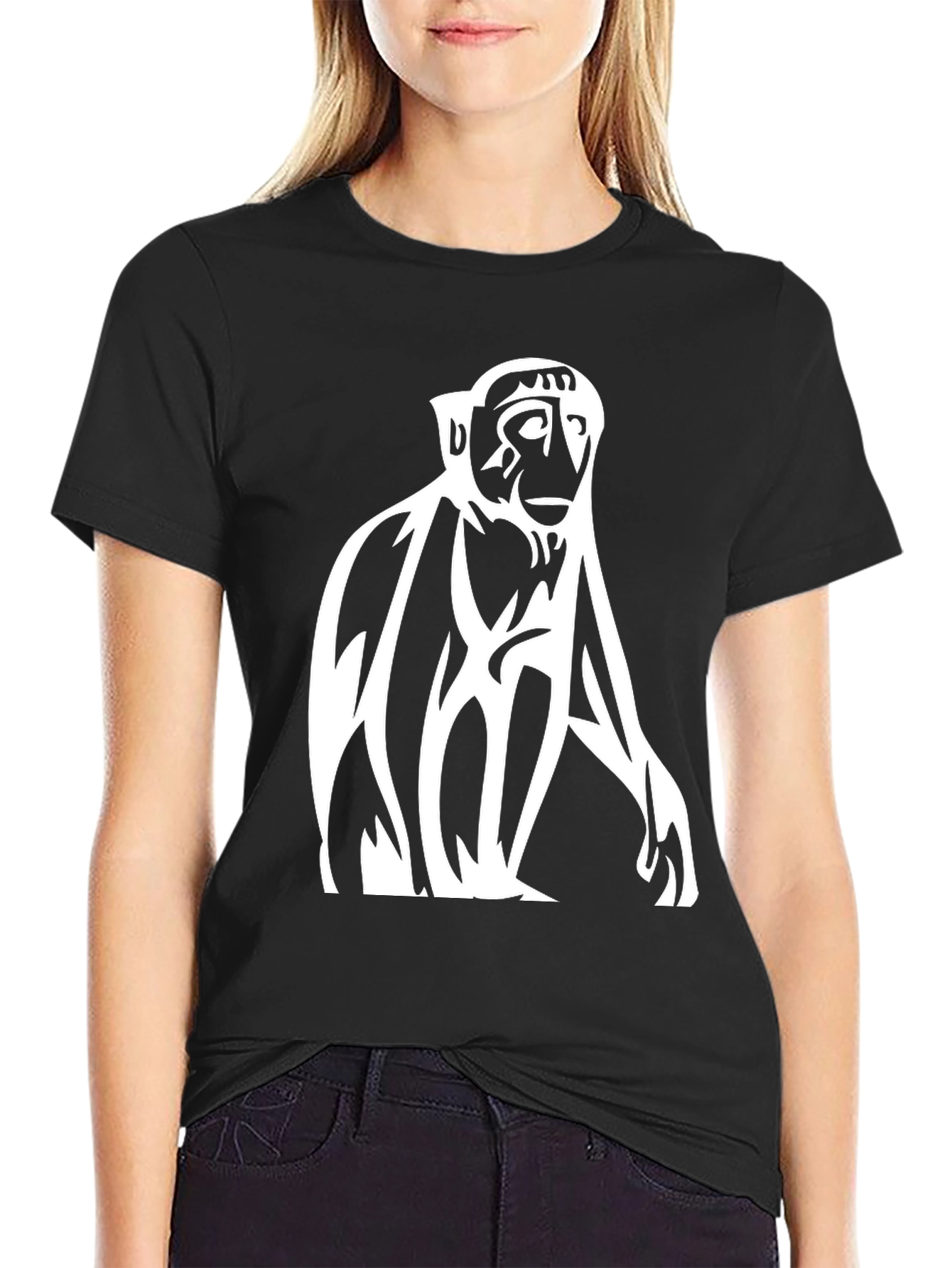 Monkey Graphic Tee - Stylish Black Cotton T-Shirt