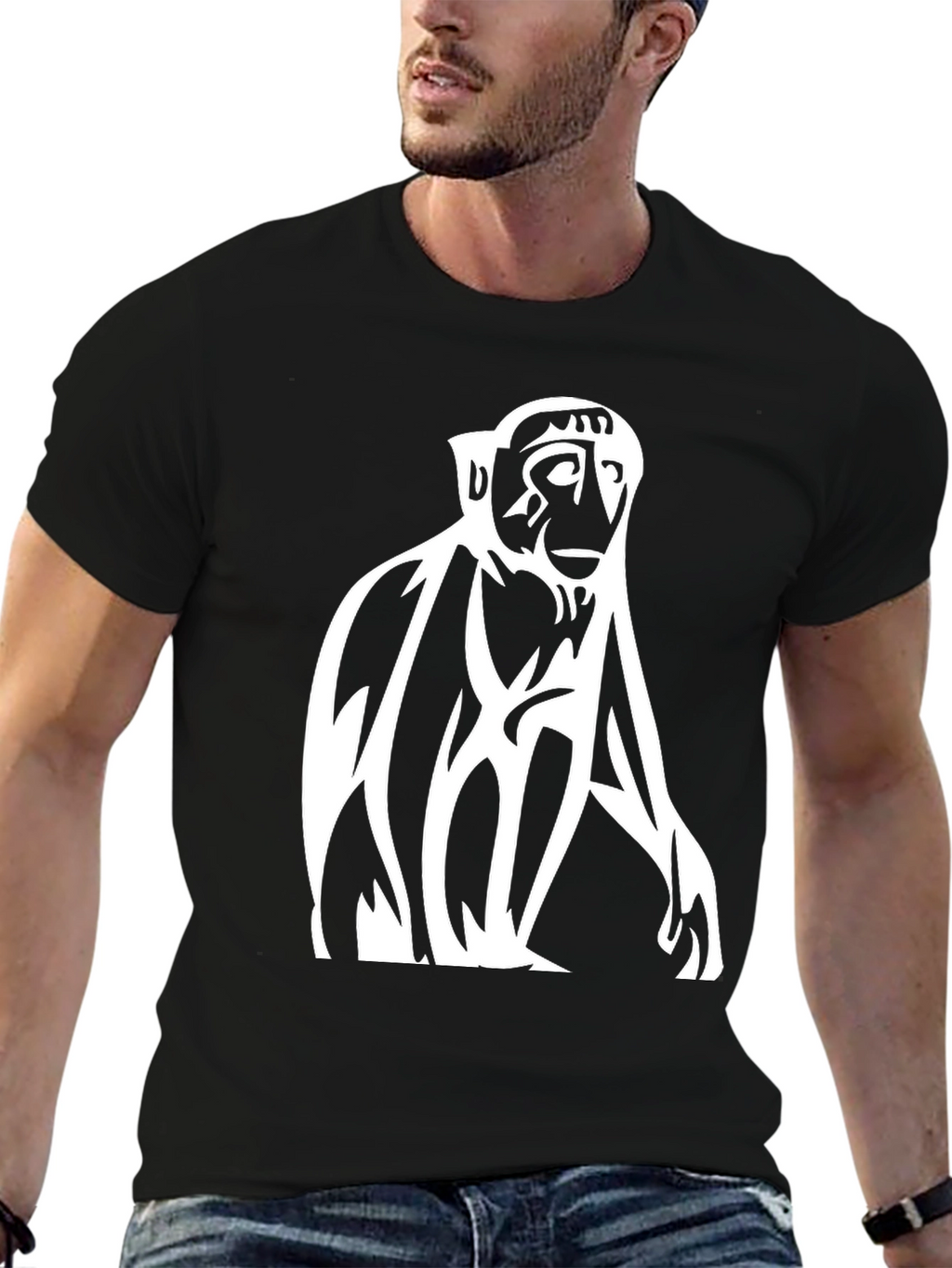 Monkey Graphic Tee - Stylish Black Cotton T-Shirt
