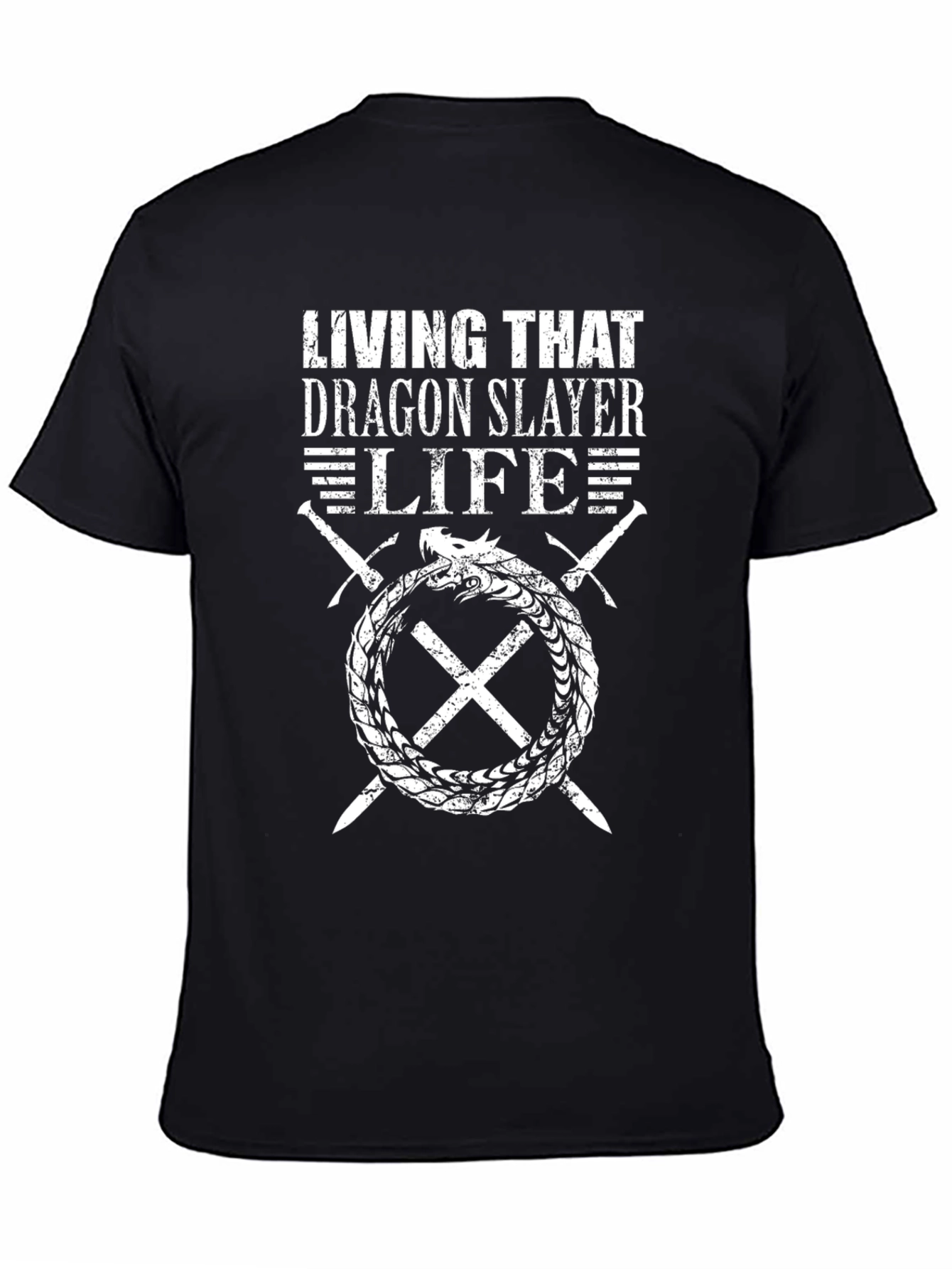 Dragon Slayer Life Graphic Tee - Black Cotton Blend