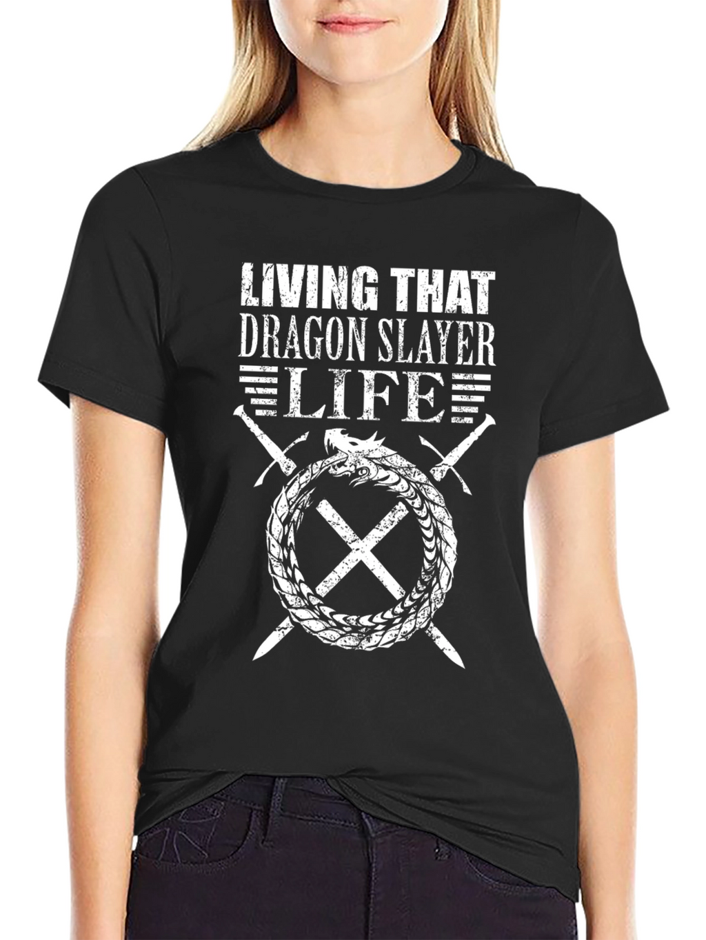 Dragon Slayer Life Graphic Tee - Black Cotton Blend