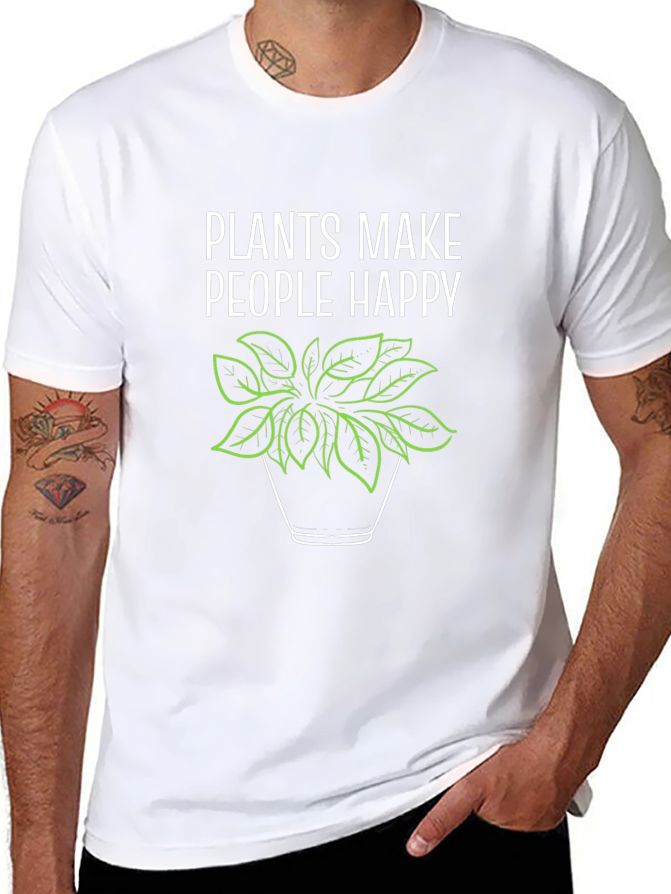 Plants Make People Happy Graphic Tee - Black