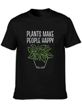 Plants Make People Happy Graphic Tee - Black