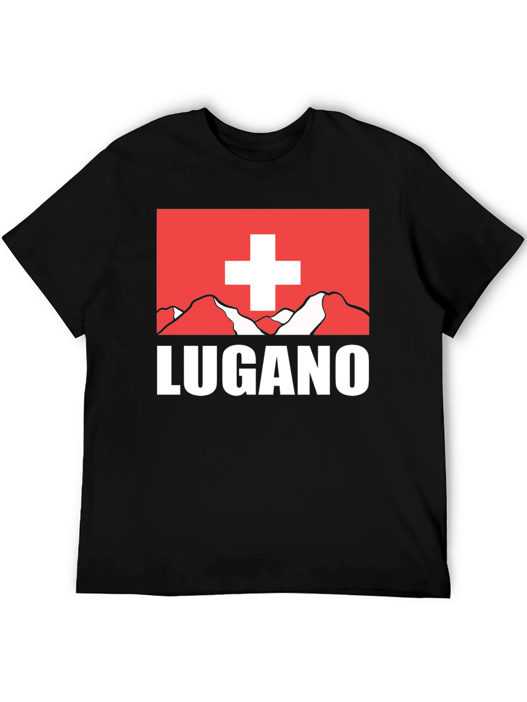 Lugano Swiss Flag Graphic Tee - Black