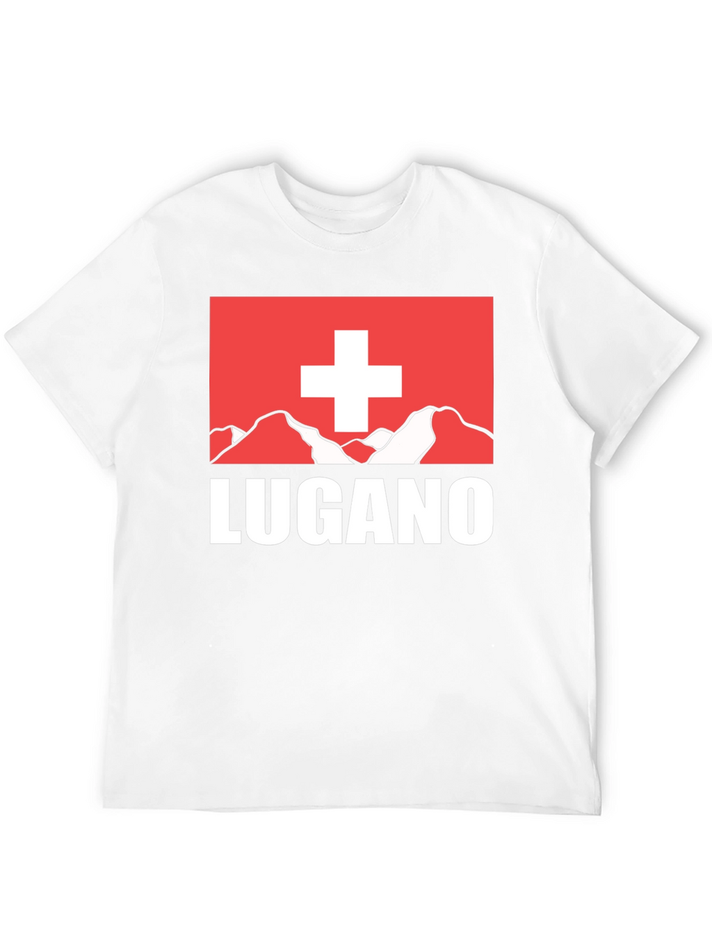 Lugano Swiss Flag Graphic Tee - Black
