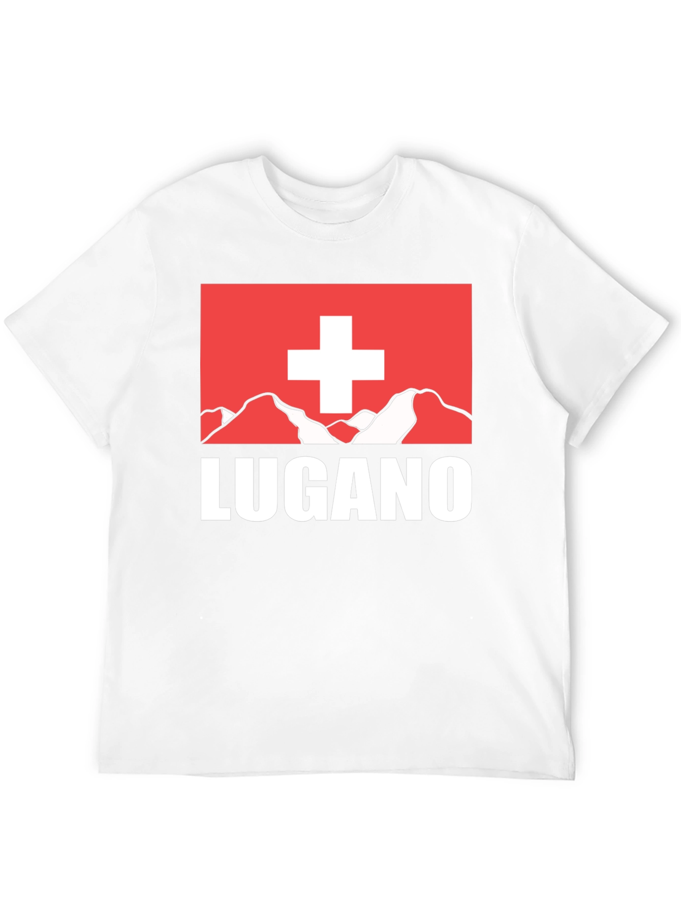 Lugano Swiss Flag Graphic Tee - Black