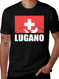 Lugano Swiss Flag Graphic Tee - Black