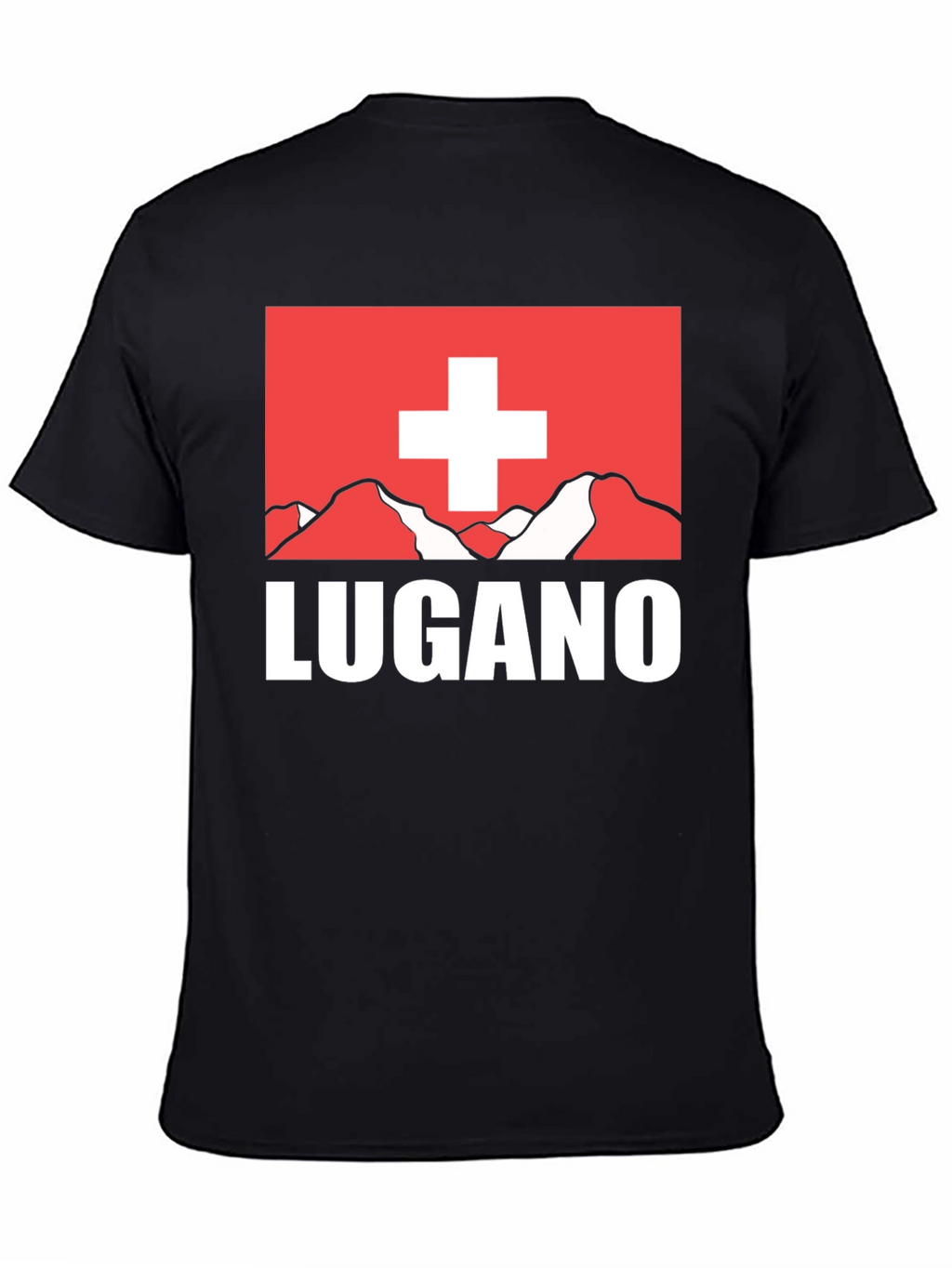 Lugano Swiss Flag Graphic Tee - Black