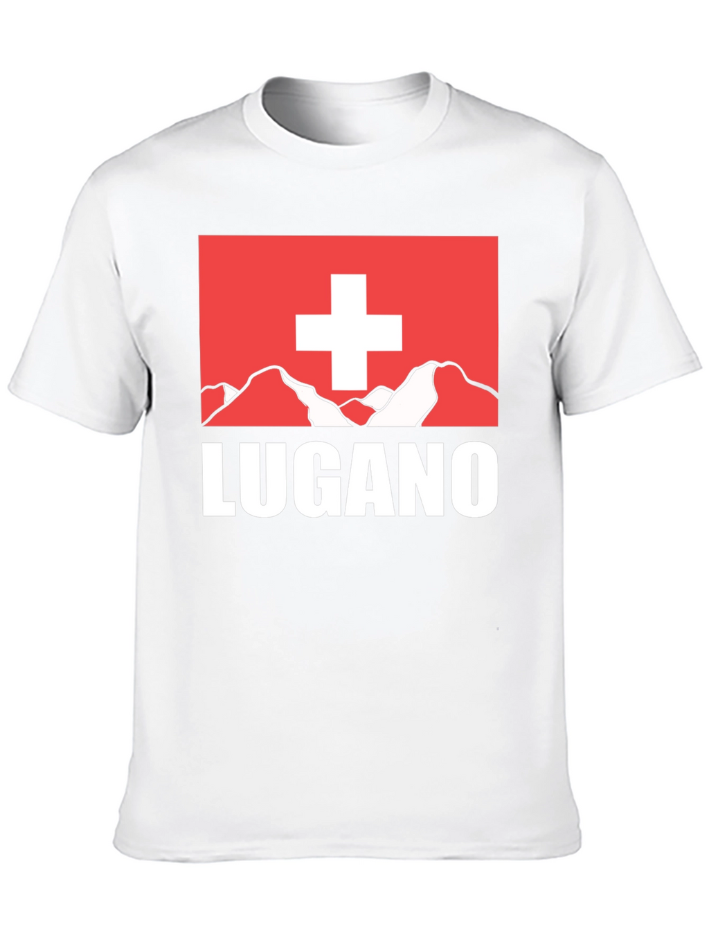 Lugano Swiss Flag Graphic Tee - Black