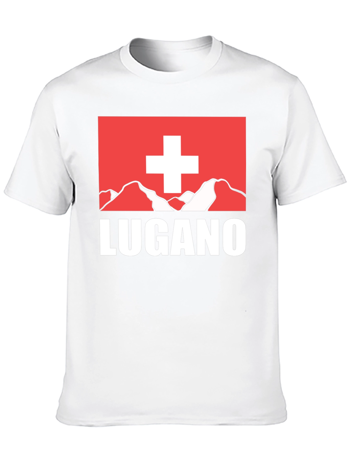 Lugano Swiss Flag Graphic Tee - Black