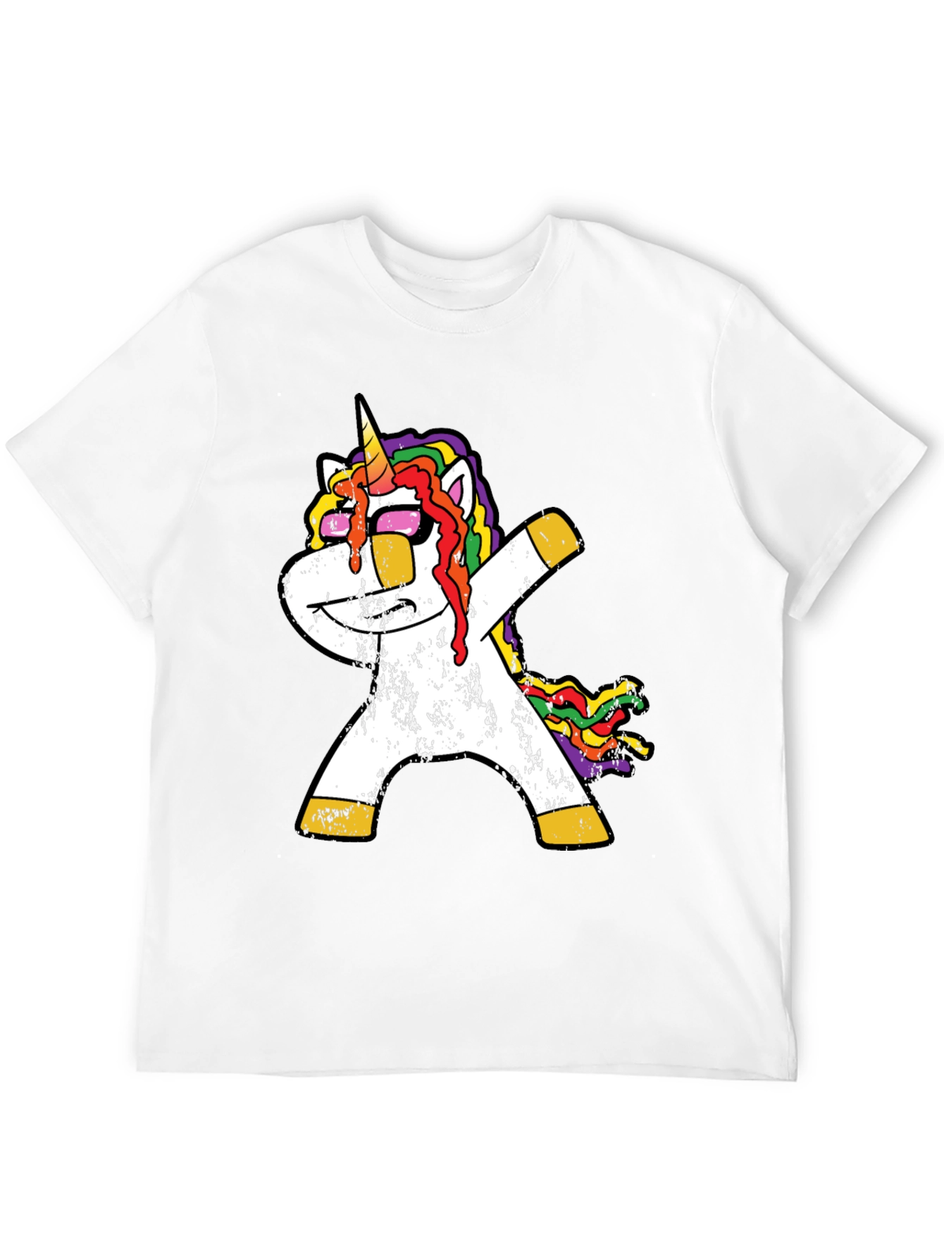 Dabbing Unicorn T-Shirt - Rainbow Mane