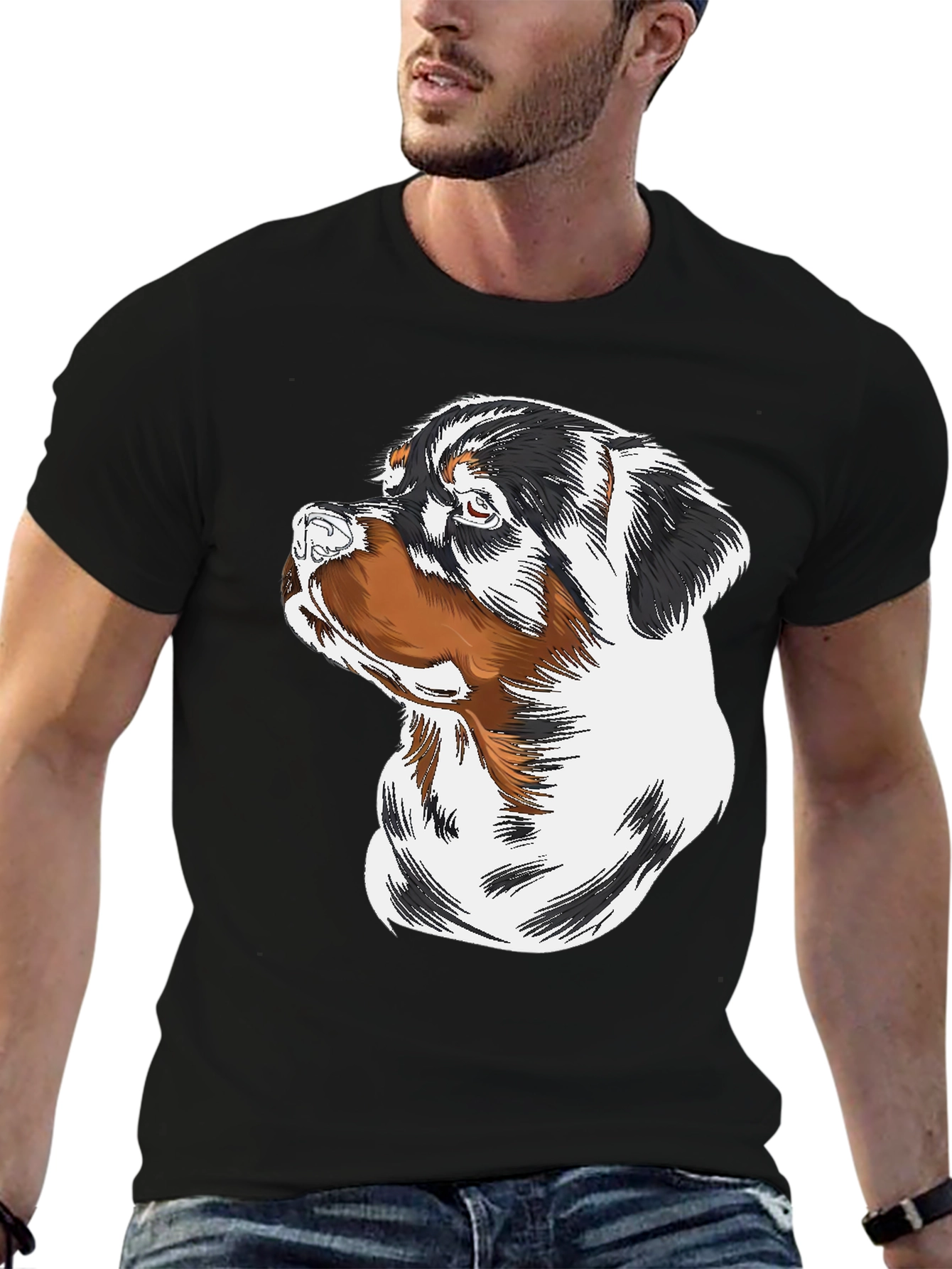 Rottweiler Dog Graphic Black T-Shirt