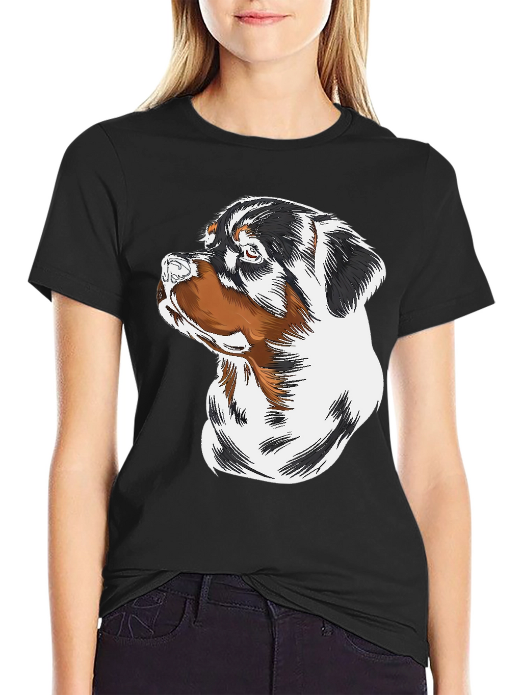Rottweiler Dog Graphic Black T-Shirt
