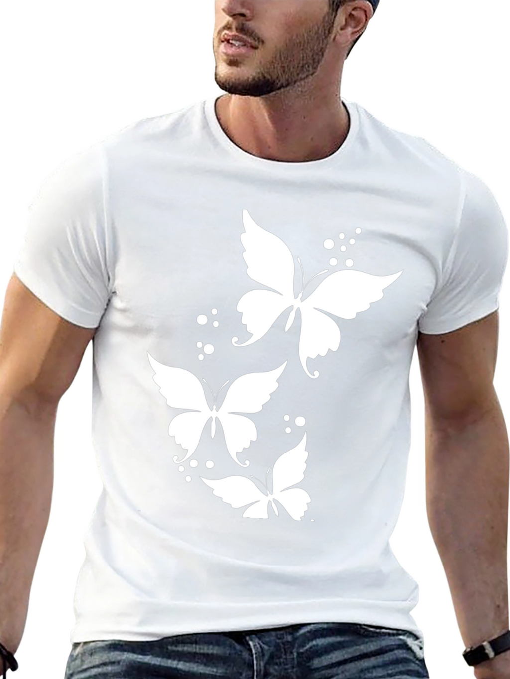 Butterfly Print Black T-Shirt - Stylish Mens Casual Wear