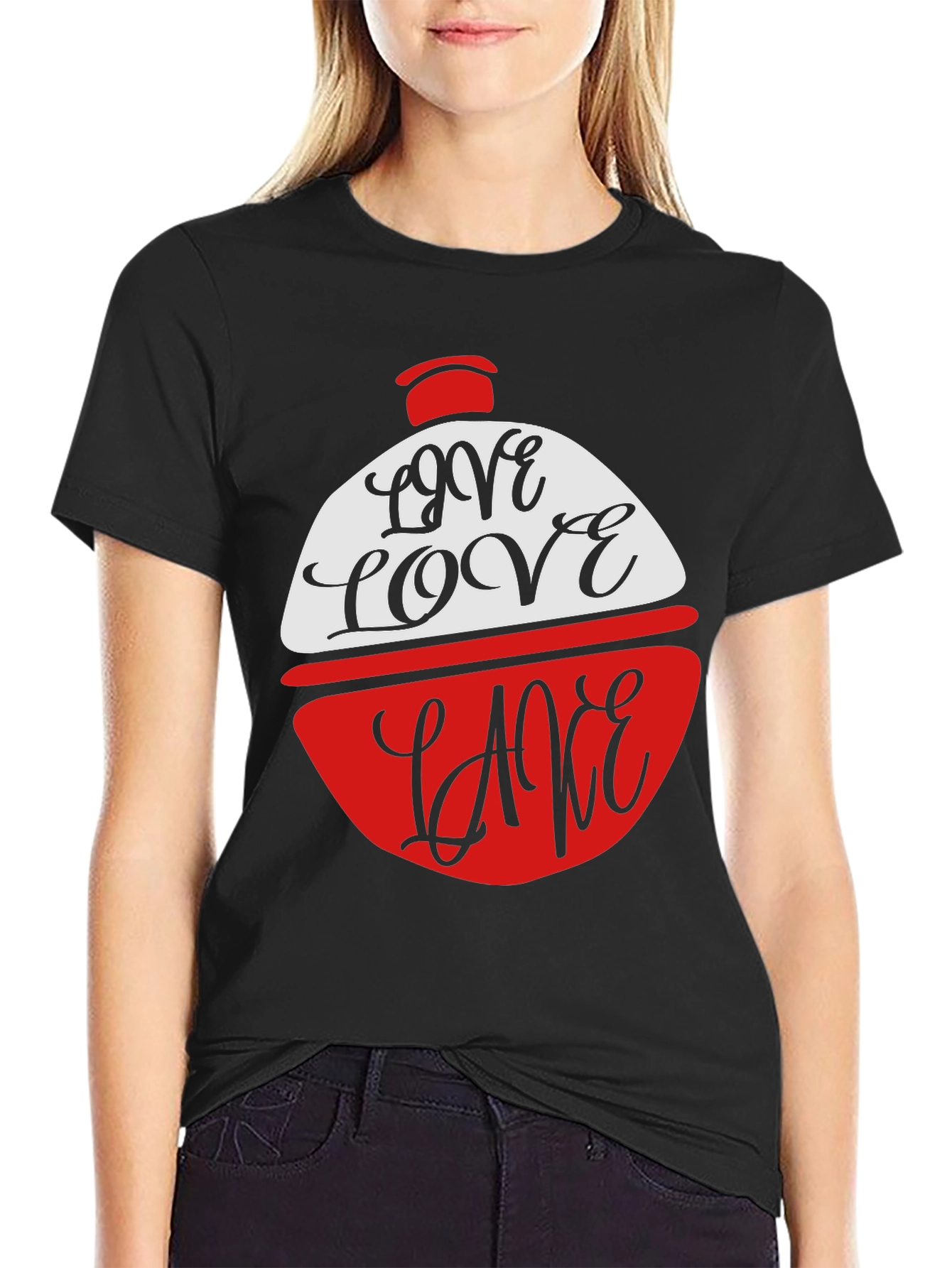 Love Lake Red & White Novelty T-Shirt