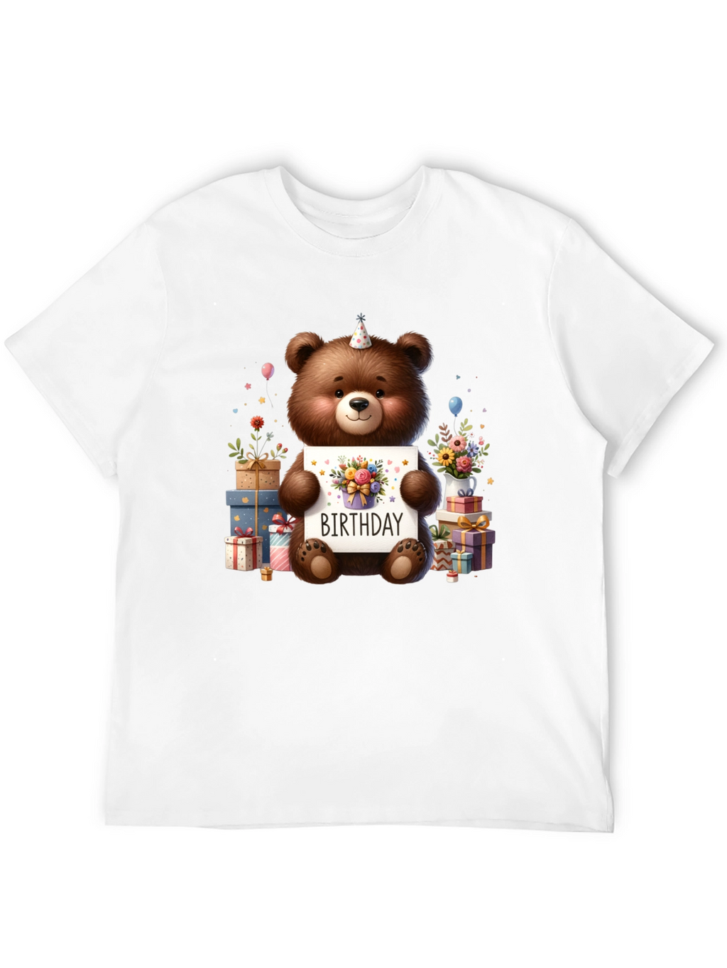 Birthday Teddy Bear Graphic Tee - Cute Party Shirt