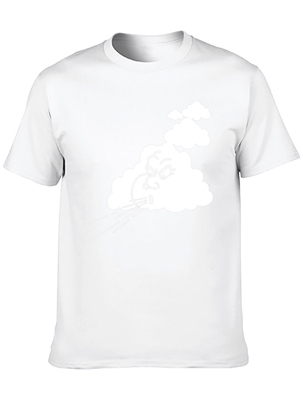 Mens Black T-Shirt with Cartoon Blowing Wind Graphic