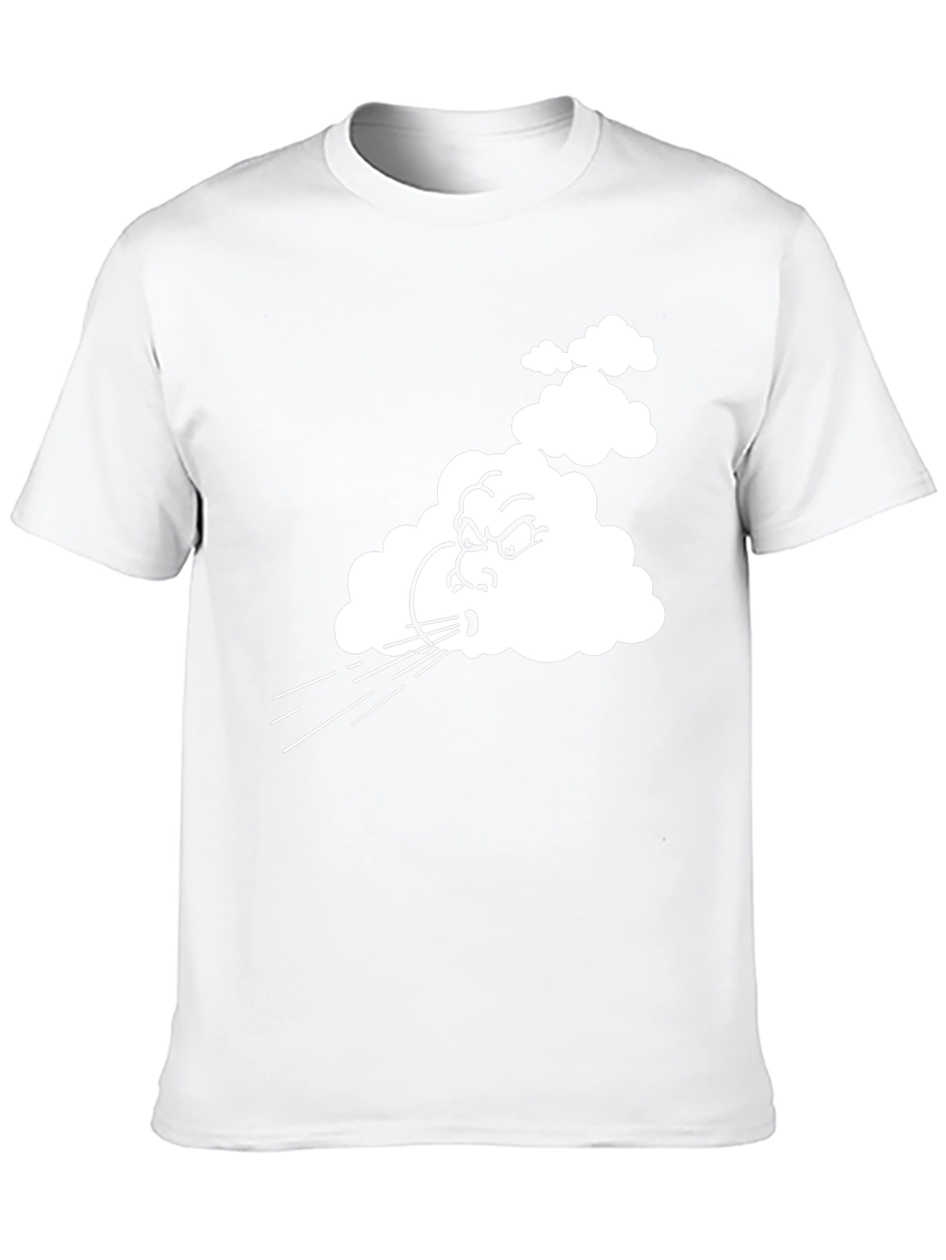 Mens Black T-Shirt with Cartoon Blowing Wind Graphic