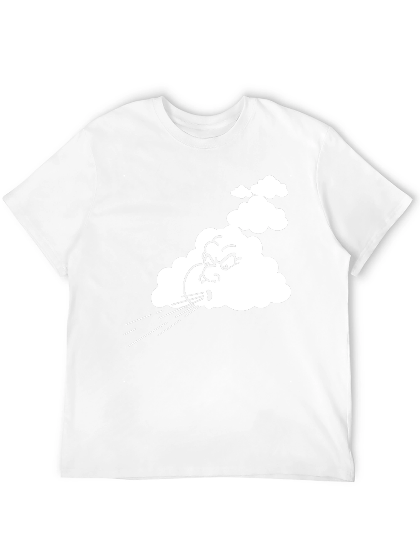 Mens Black T-Shirt with Cartoon Blowing Wind Graphic