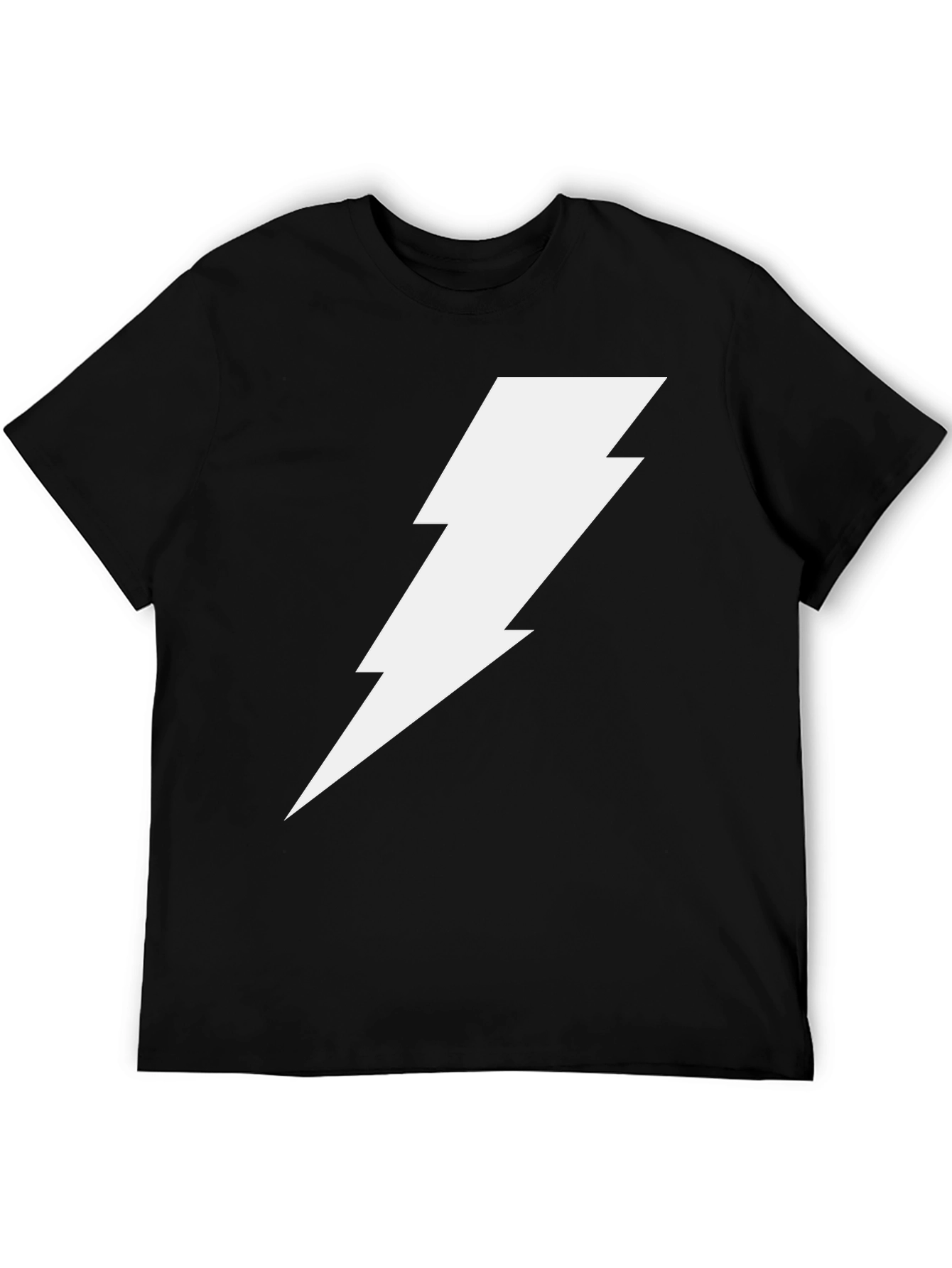 Lightning Bolt Graphic Tee - Bold Black Cotton T-Shirt