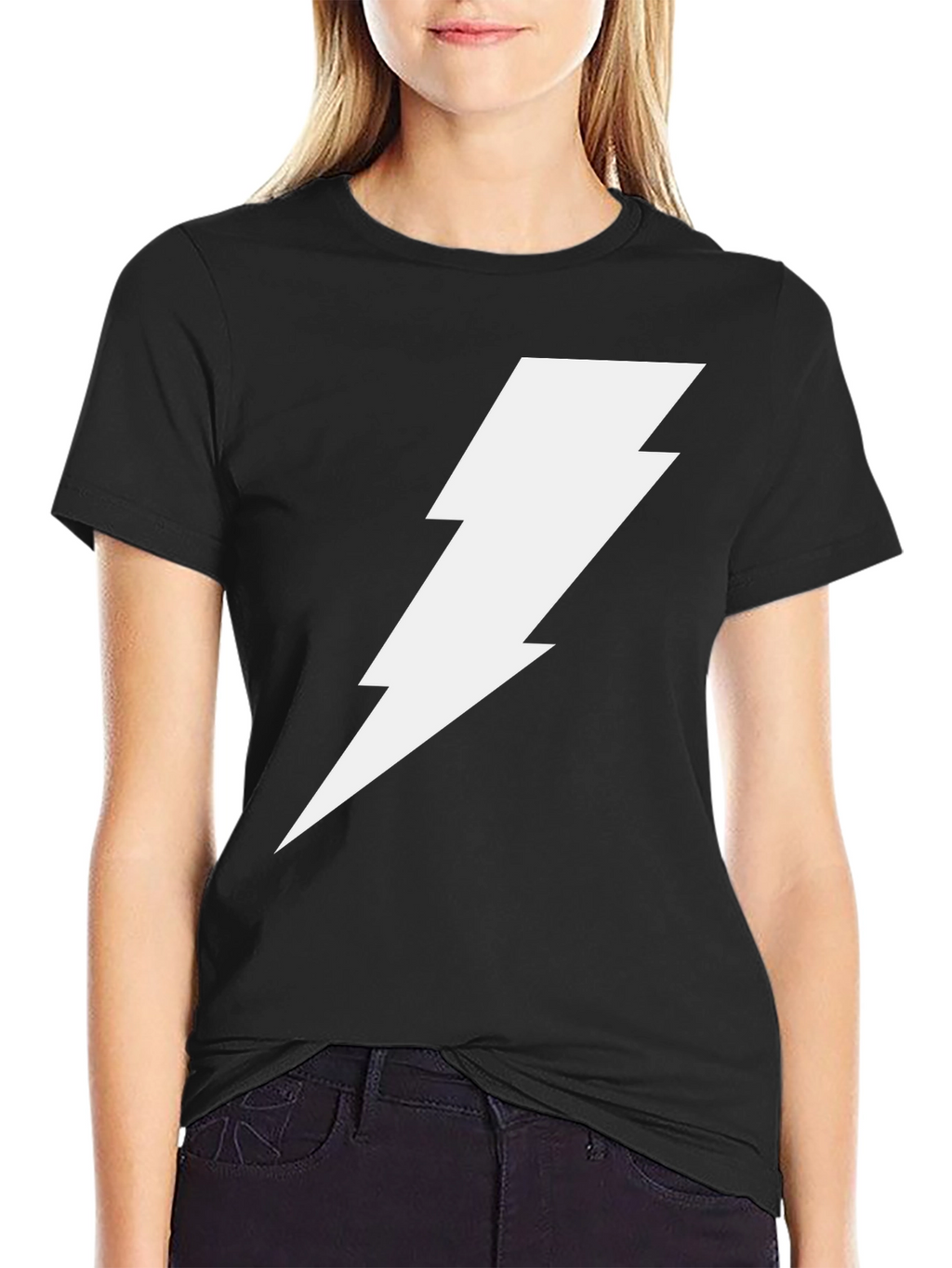 Lightning Bolt Graphic Tee - Bold Black Cotton T-Shirt