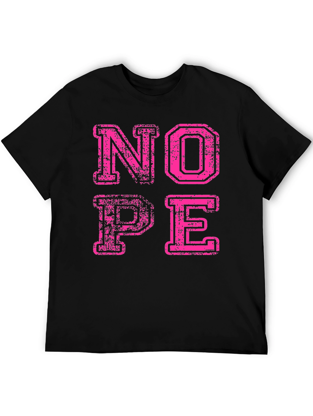 Nope Graphic Tee - Distressed Pink Print