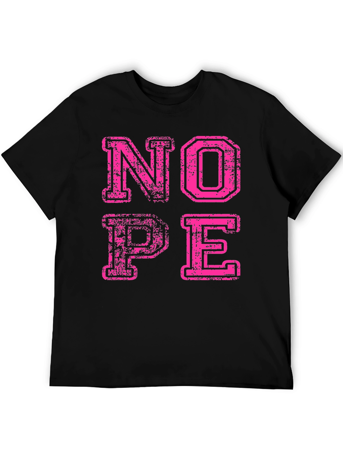 Nope Graphic Tee - Distressed Pink Print