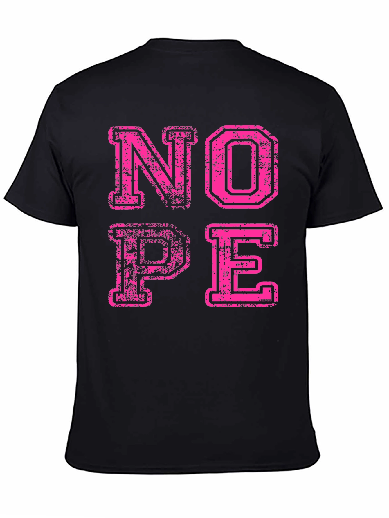 Nope Graphic Tee - Distressed Pink Print