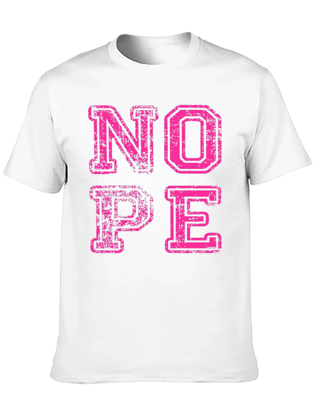 Nope Graphic Tee - Distressed Pink Print